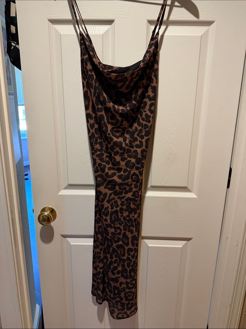 Leopard Print Slip Dress - Brown & Black